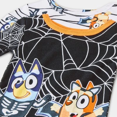 Toddler Boys' 4pc Bluey Cotton Long Sleeve Halloween Pajama Set - White/Black/Orange 2 Toddler Boys' 4pc Bluey Cotton Long Sleeve Halloween Pajama Set - White/Black/Orange - Image 2