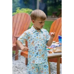 Bluey Bingo Muffin Hawaiian Button Down Shirt And Shorts Toddler To Big Kid