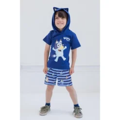 Bluey Bingo Bluey Cosplay T-Shirt And Mesh Shorts Outfit Set Toddler To Little Kid