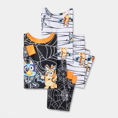 Toddler Boys' 4pc Bluey Cotton Long Sleeve Halloween Pajama Set - White/Black/Orange 4 Toddler Boys' 4pc Bluey Cotton Long Sleeve Halloween Pajama Set - White/Black/Orange - Image 4