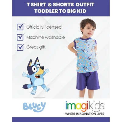 Bluey Coco Honey Winton Bingo T-Shirt Tank Top And French Terry Shorts 3 Piece Outfit Set Toddler To Big Kid 2 Bluey Coco Honey Winton Bingo T-Shirt Tank Top And French Terry Shorts 3 Piece Outfit Set Toddler To Big Kid - Image 2