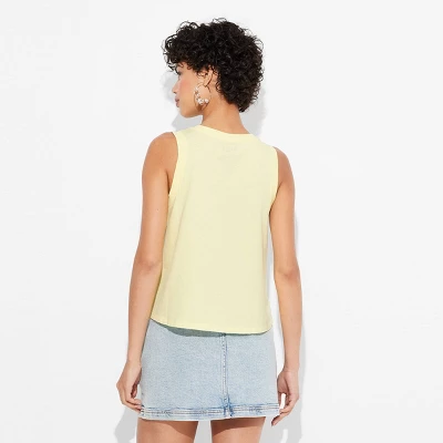 Women's Bluey Beach Graphic Tank Top - Lemon Yellow 1 Women's Bluey Beach Graphic Tank Top - Lemon Yellow