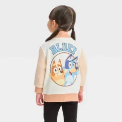 Toddler Girls' Bluey Varsity Bomber Jacket - Cream