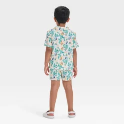 Toddler Boys' 2pc Bluey Woven Gauze Button-Up Top & Shorts Set - Ivory