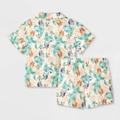 Baby Boys' 2pc Bluey Gauze Button-Up Top & Shorts Set - Ivory