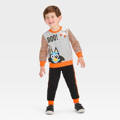 Toddler Boys' Bluey Halloween Fleece Top And Bottom Set - Gray 2 Toddler Boys' Bluey Halloween Fleece Top And Bottom Set - Gray - Image 2
