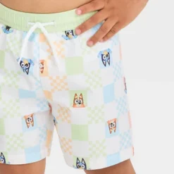 Toddler Boys' Bluey Checkered Swim Shorts