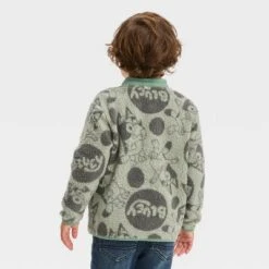 Toddler Boys' Bluey Printed Cardigan - Olive Green