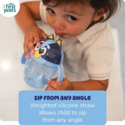 The First Years Bluey 7oz Spill Proof Weighted Straw Trainer Sippy Cup - 6 Months+